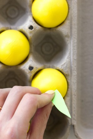 Un Oeuf  transformé en ananas avec un peu de colle et de peinture